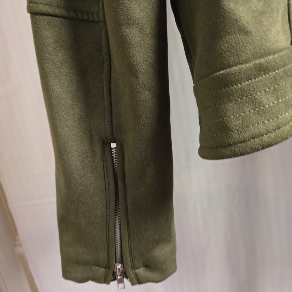SPYM Women's M Collection Olive Green Thick Plush Moto Bikeresque Jacket Zippers - Picture 12 of 12